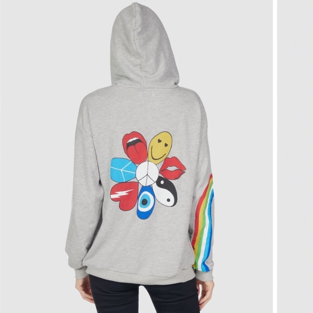 Lauren Moshi Harmony Daisy Oversized Hoodie Sweatshirt S